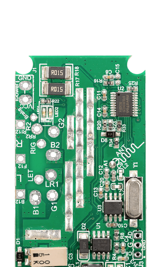 Innovative circuit board for DITRIO's underglow LED strip kits with turn signal, brake light and maximum brightness.