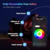 Ditrio app interface displaying color wheel and control options, enabling riders to personalize their motorcycle's LED lighting on the go.